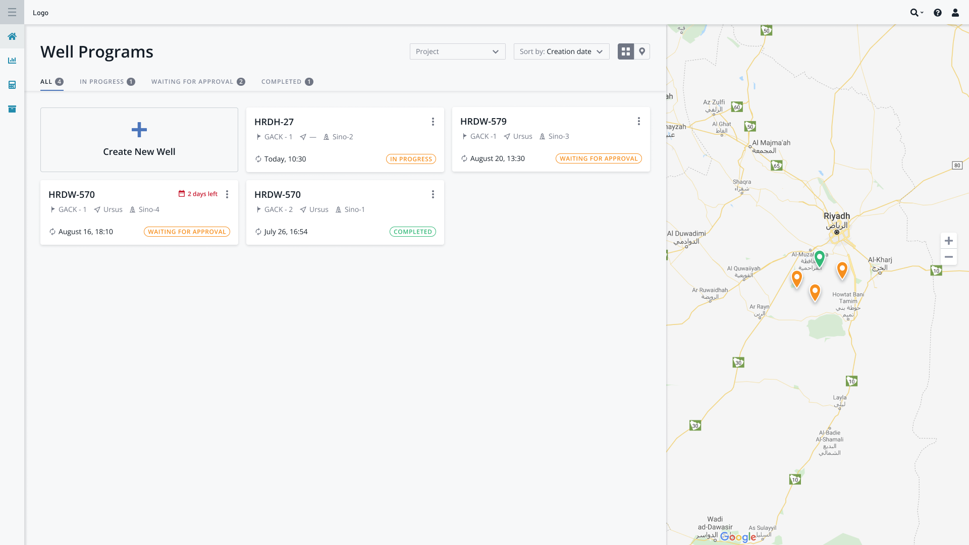Program Management Tool — Well Programs list