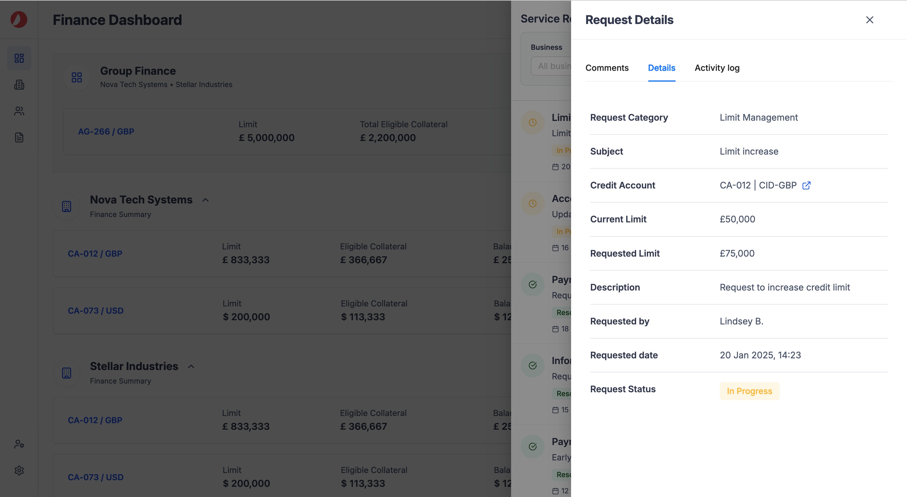 Request detail — Details tab